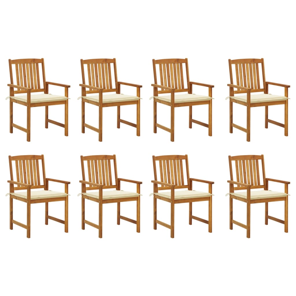 Tuinstoelen 8 st met kussens massief acaciahout