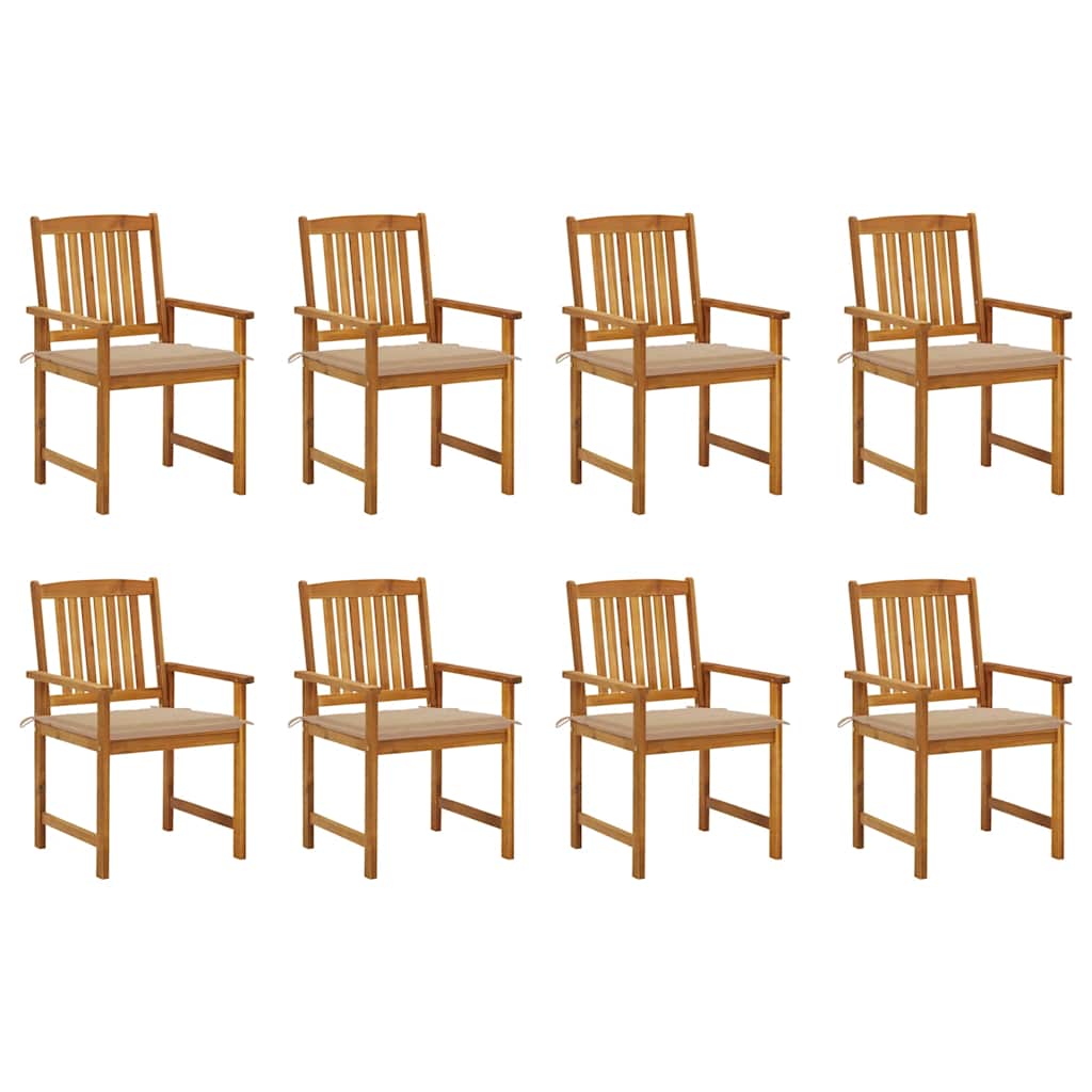 Tuinstoelen 8 st met kussens massief acaciahout