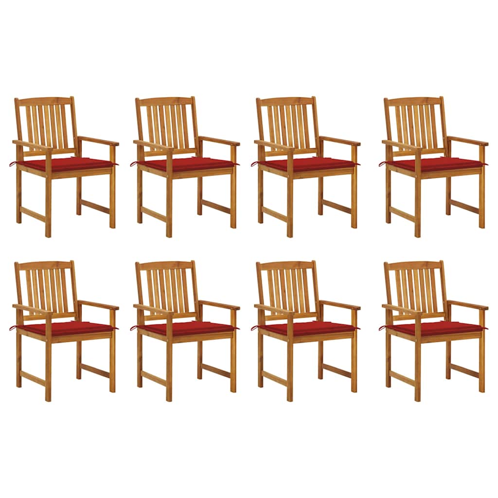 Tuinstoelen 8 st met kussens massief acaciahout – afbeelding 1