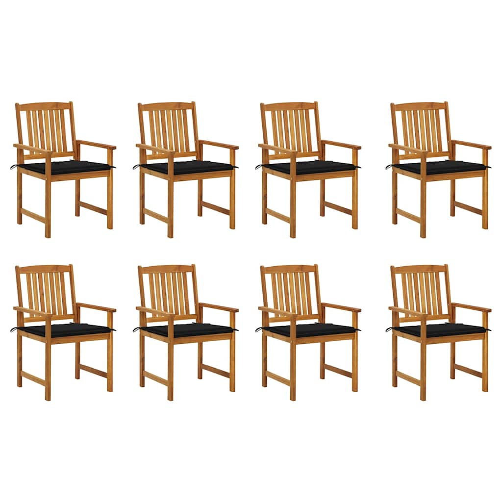 Tuinstoelen 8 st met kussens massief acaciahout – afbeelding 1