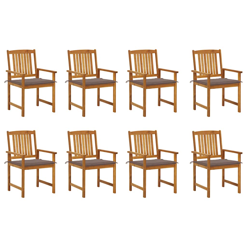 Tuinstoelen 8 st met kussens massief acaciahout – afbeelding 1
