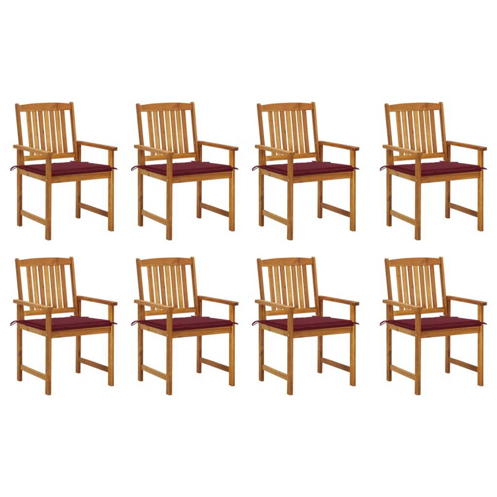 Tuinstoelen 8 st met kussens massief acaciahout – afbeelding 1