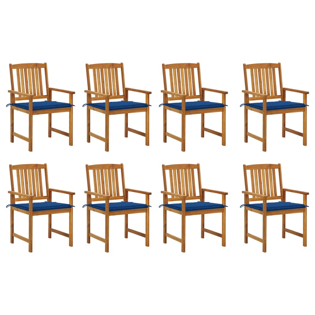 Tuinstoelen 8 st met kussens massief acaciahout – afbeelding 1