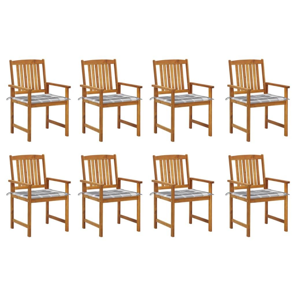 Tuinstoelen 8 st met kussens massief acaciahout – afbeelding 1