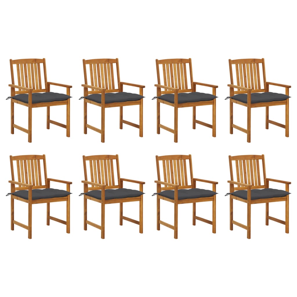 Tuinstoelen 8 st met kussens massief acaciahout – afbeelding 1