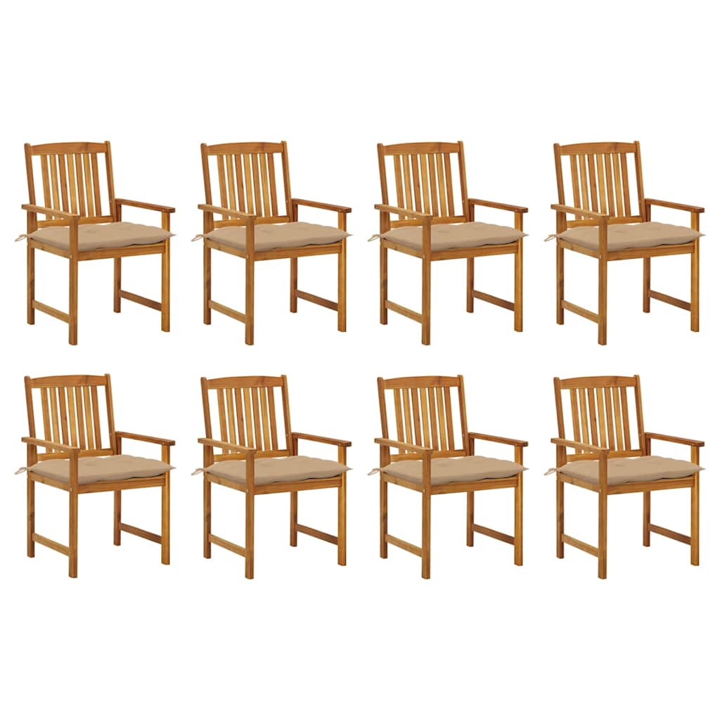 Tuinstoelen 8 st met kussens massief acaciahout – afbeelding 1