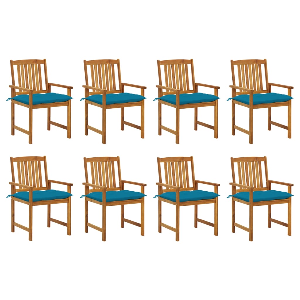 Tuinstoelen 8 st met kussens massief acaciahout – afbeelding 1