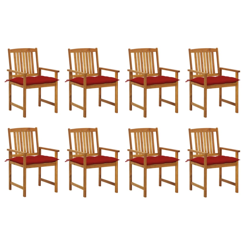 Tuinstoelen 8 st met kussens massief acaciahout – afbeelding 1