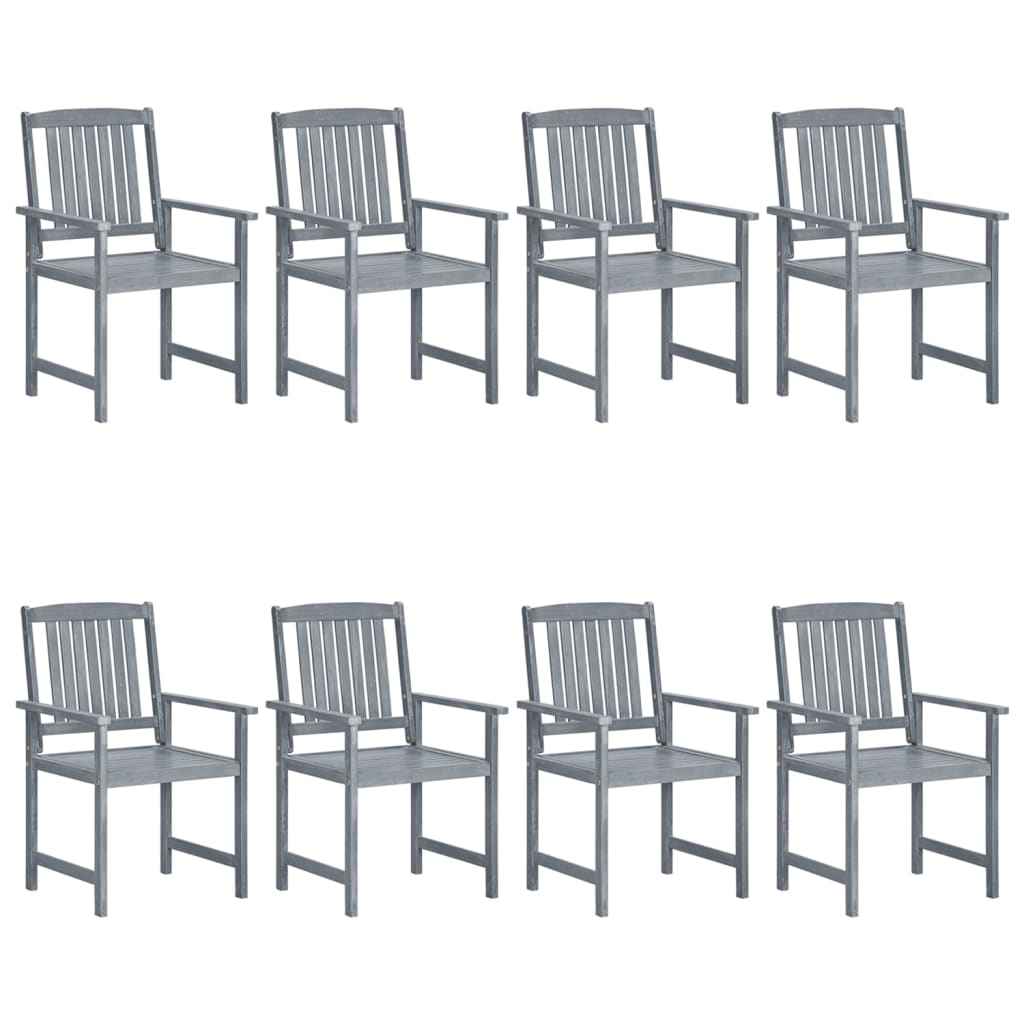 Tuinstoelen 8 st massief acaciahout grijs