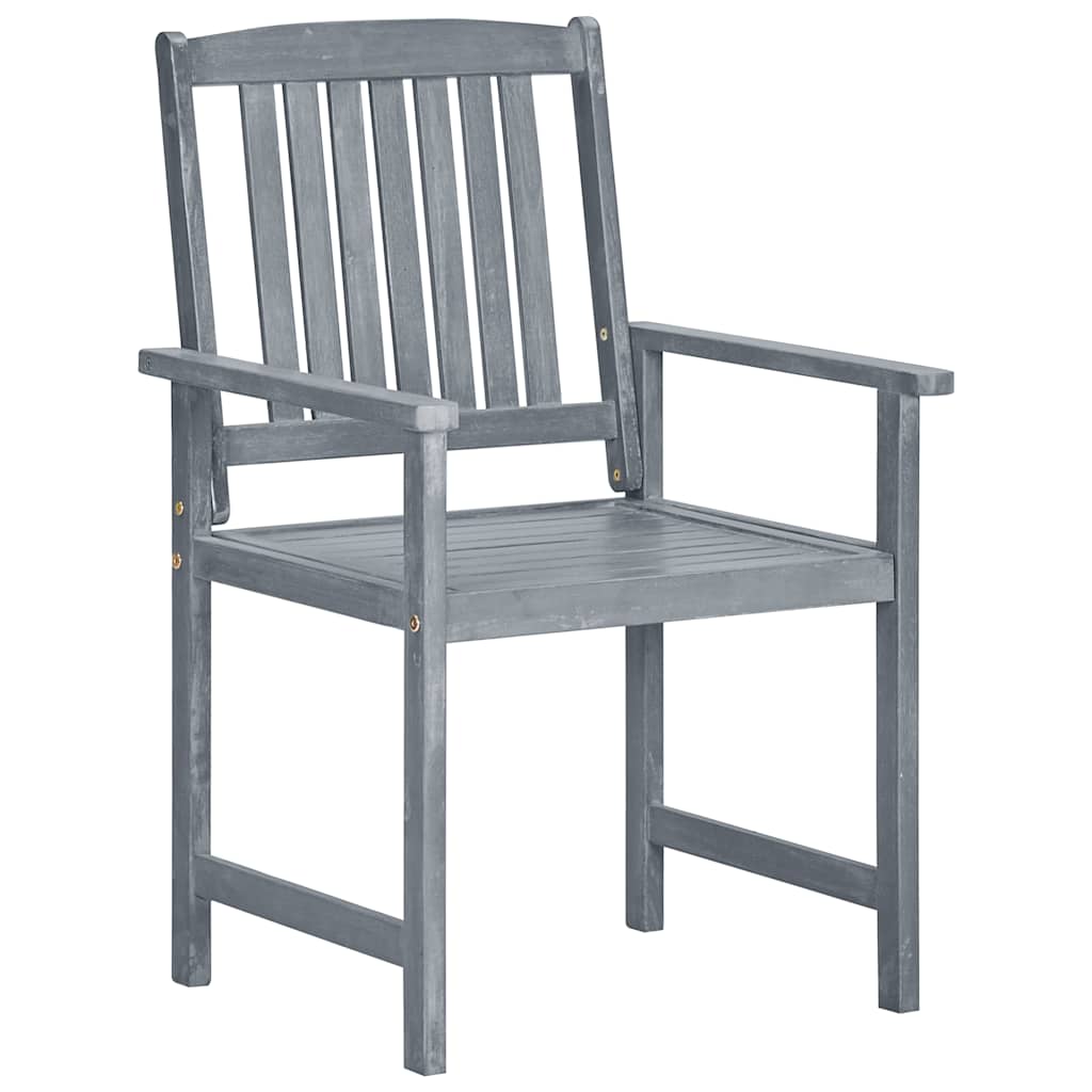 Tuinstoelen 8 st massief acaciahout grijs – afbeelding 2