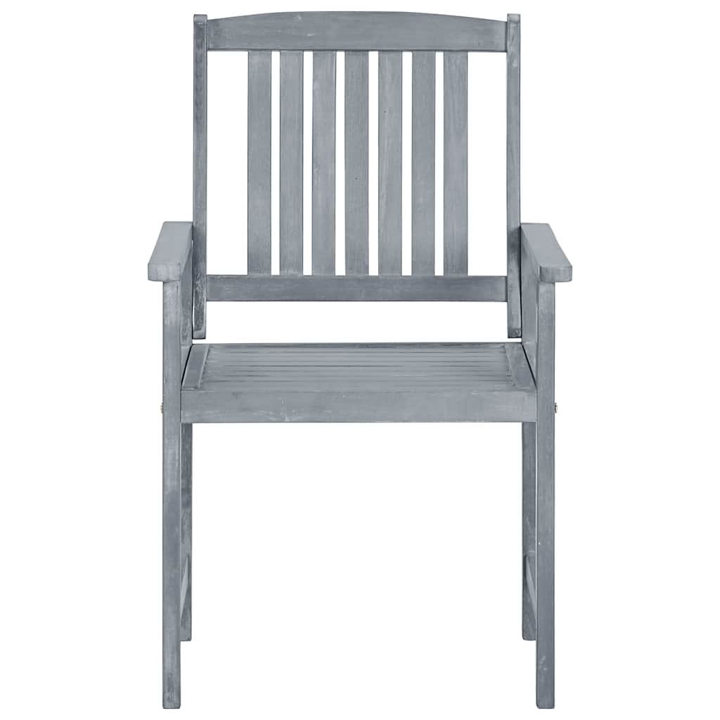 Tuinstoelen 8 st massief acaciahout grijs – afbeelding 3