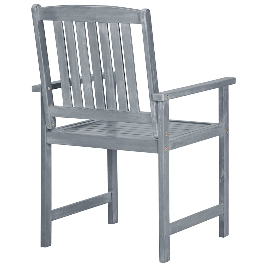 Tuinstoelen 8 st massief acaciahout grijs – afbeelding 5