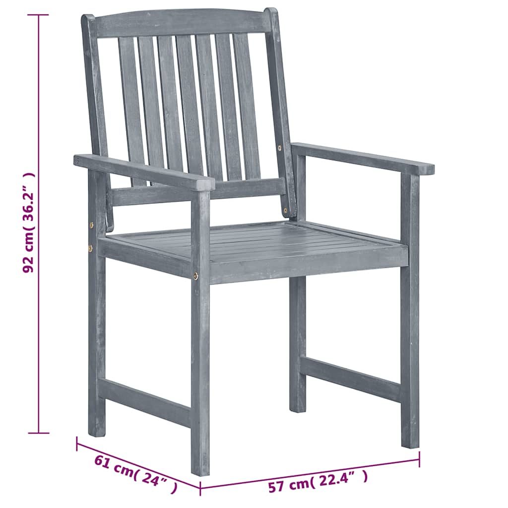 Tuinstoelen 8 st massief acaciahout grijs – afbeelding 8