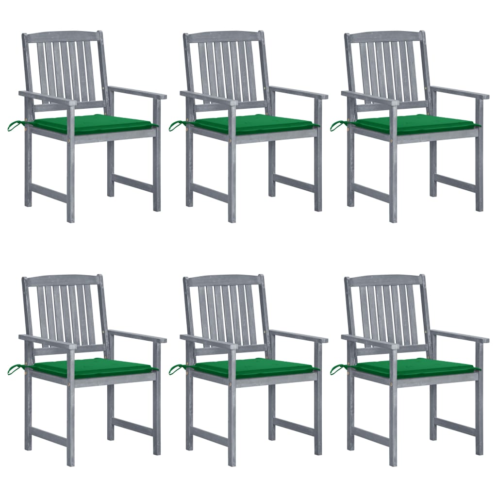 Tuinstoelen 6 st met kussens massief acaciahout grijs – afbeelding 1