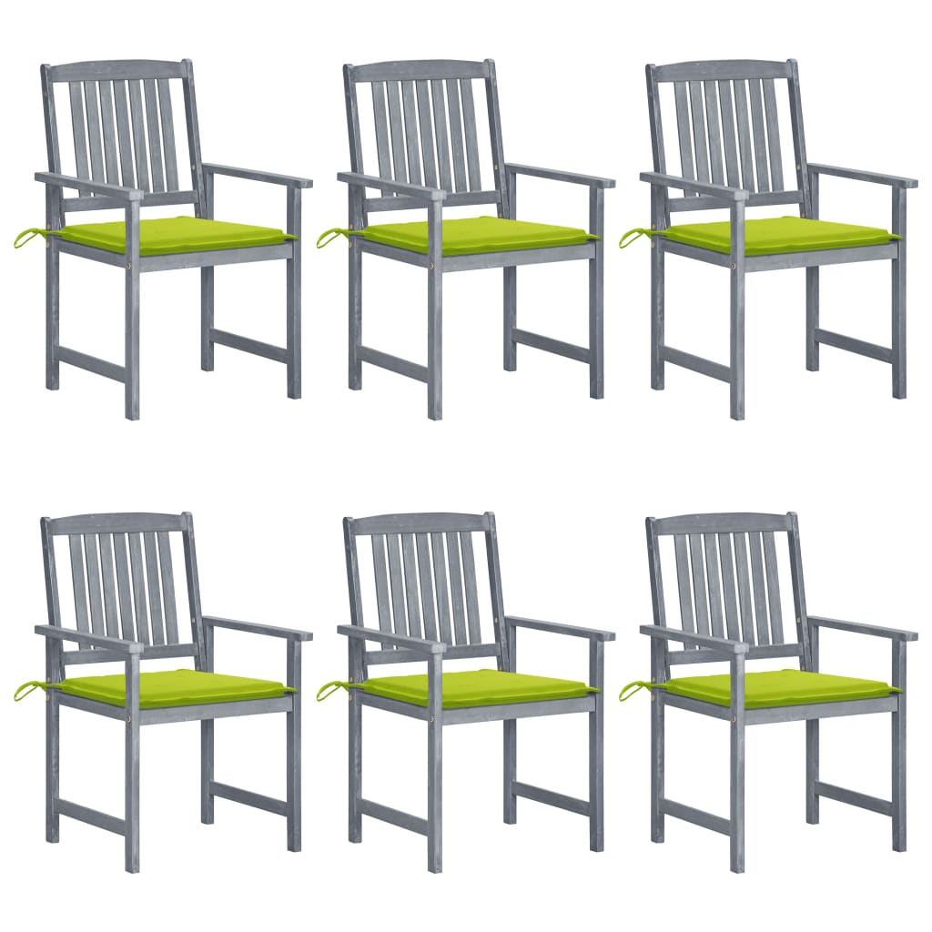 Tuinstoelen 6 st met kussens massief acaciahout grijs