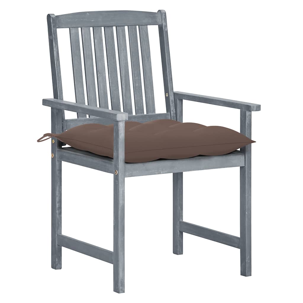 Tuinstoelen 8 st met kussens massief acaciahout grijs – afbeelding 2