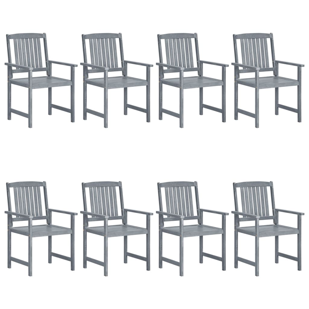 Tuinstoelen 8 st met kussens massief acaciahout grijs – afbeelding 3