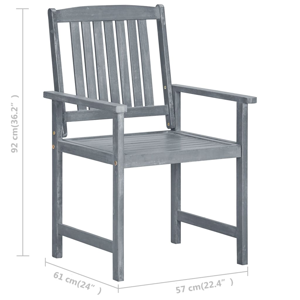 Tuinstoelen 8 st met kussens massief acaciahout grijs – afbeelding 6