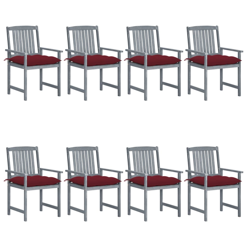 Tuinstoelen 8 st met kussens massief acaciahout grijs