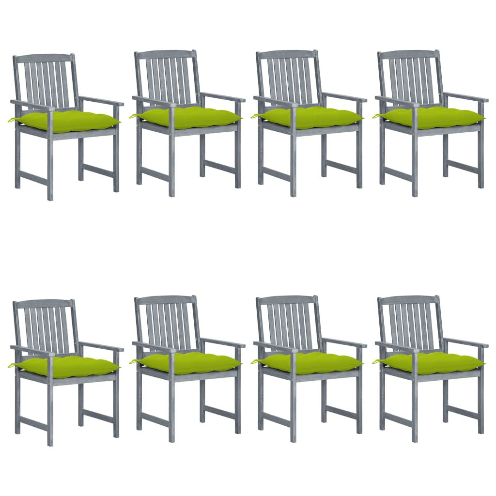 Tuinstoelen 8 st met kussens massief acaciahout grijs – afbeelding 1