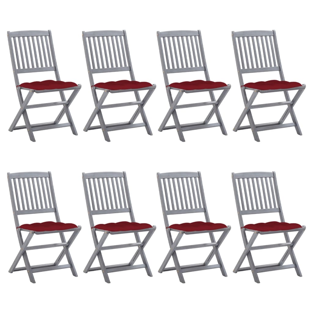 Tuinstoelen 8 st inklapbaar met kussens massief acaciahout