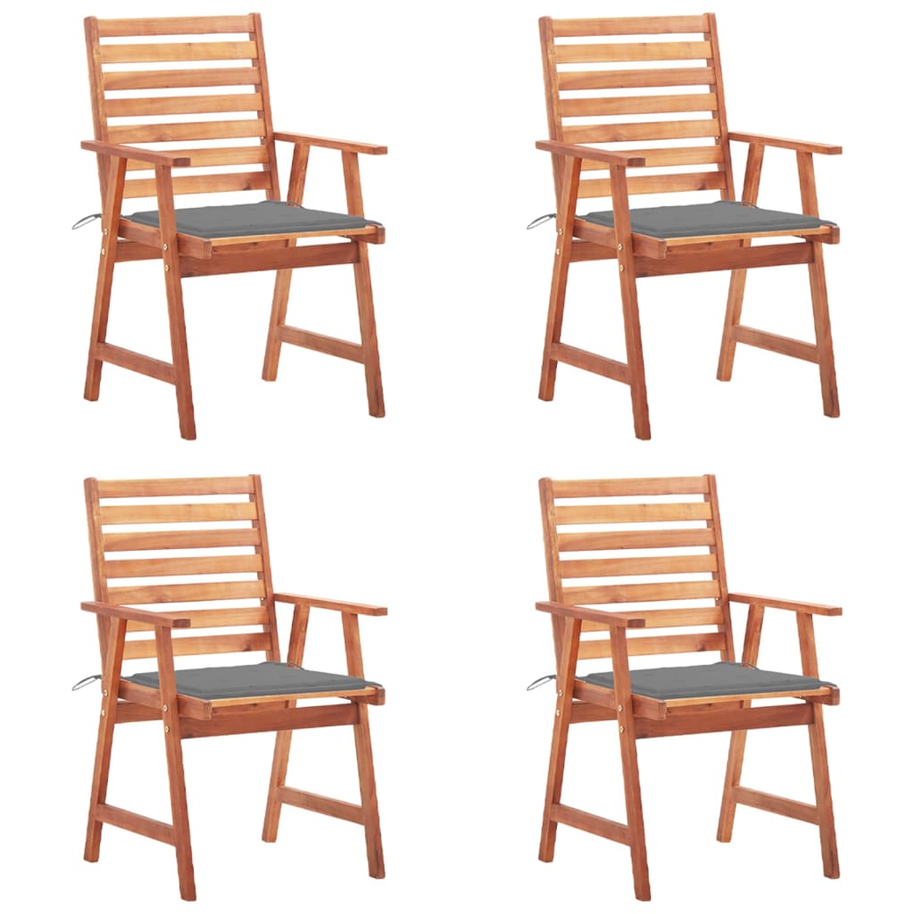 Tuinstoelen 4 st met kussens massief acaciahout