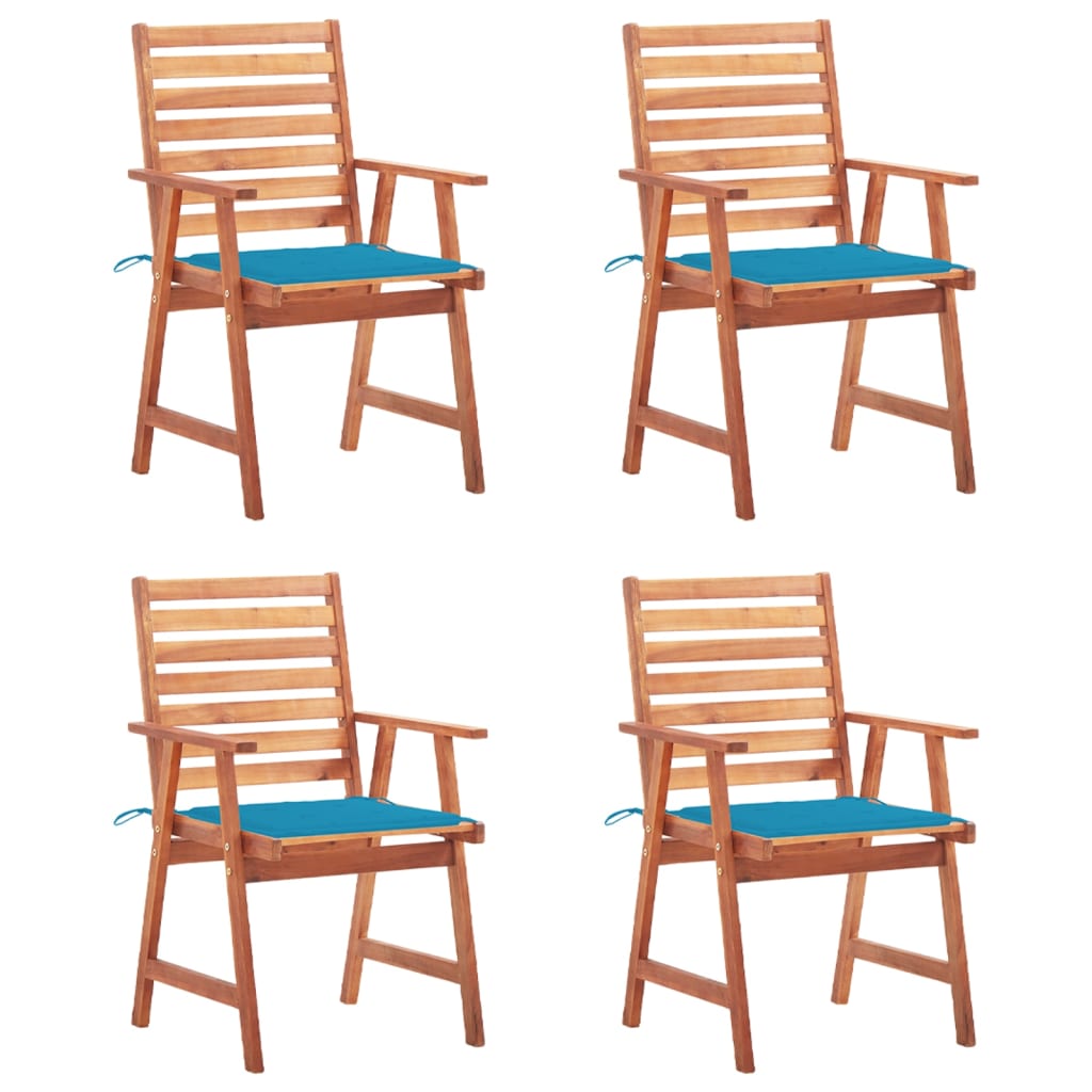 Tuinstoelen 4 st met kussens massief acaciahout – afbeelding 1