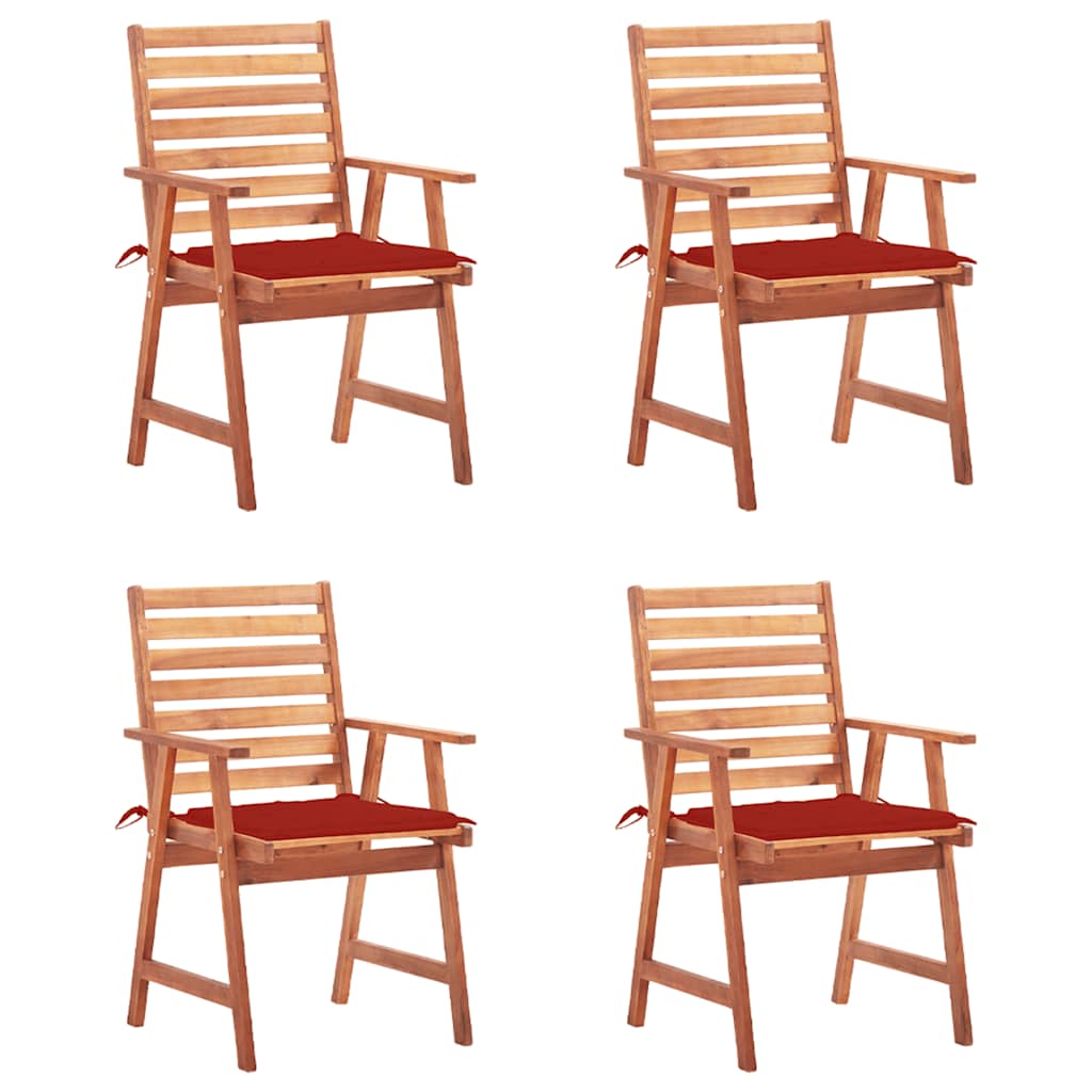 Tuinstoelen 4 st met kussens massief acaciahout