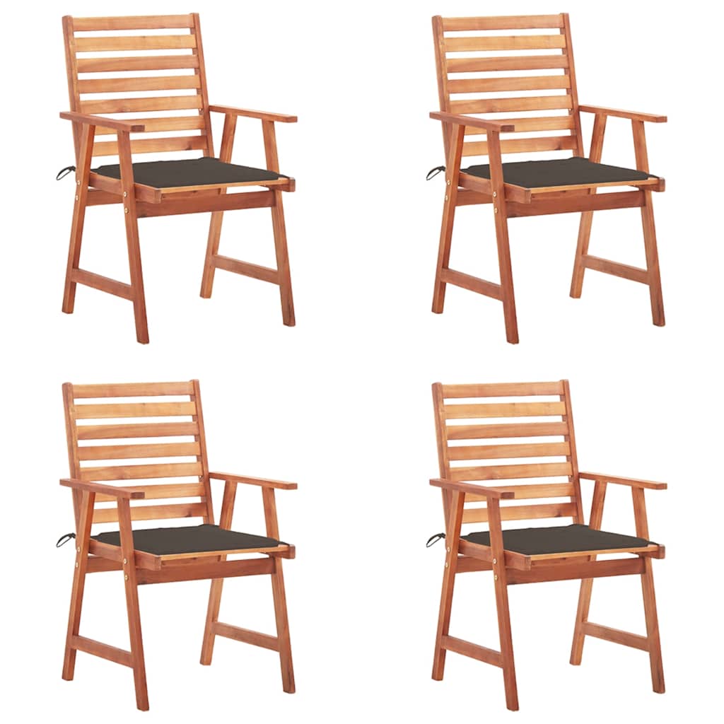 Tuinstoelen 4 st met kussens massief acaciahout