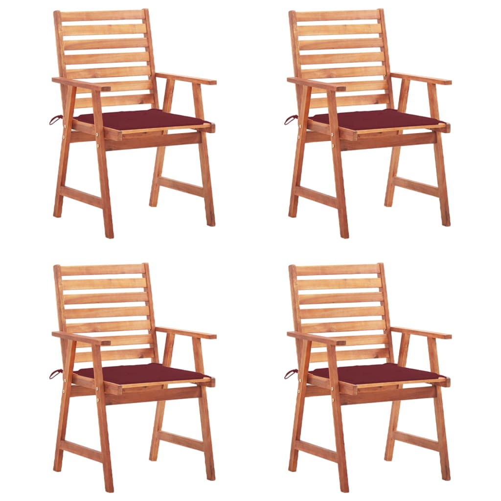 Tuinstoelen 4 st met kussens massief acaciahout