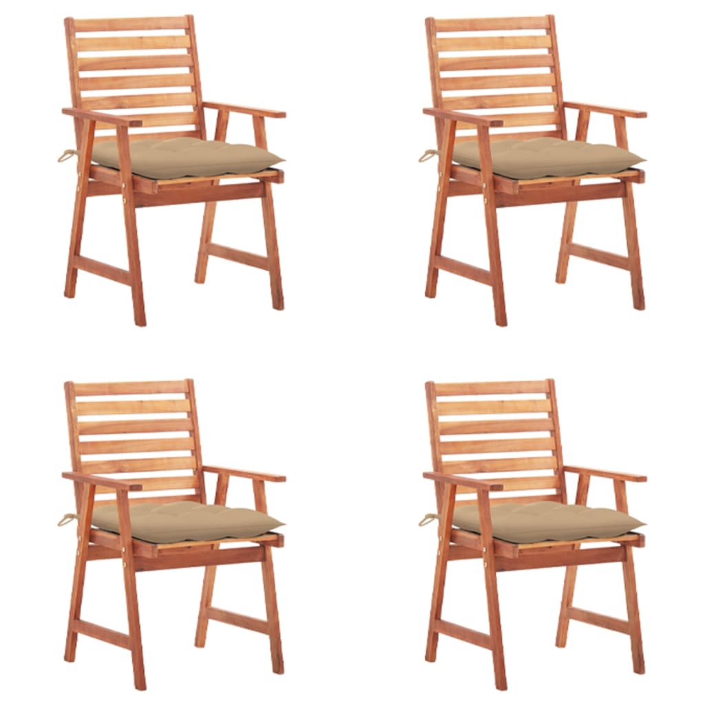 Tuinstoelen 4 st met kussens massief acaciahout – afbeelding 1