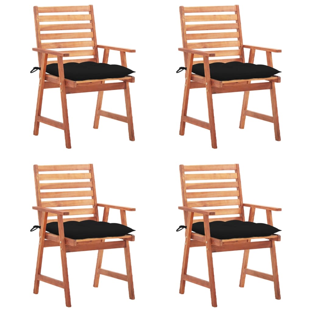 Tuinstoelen 4 st met kussens massief acaciahout – afbeelding 1