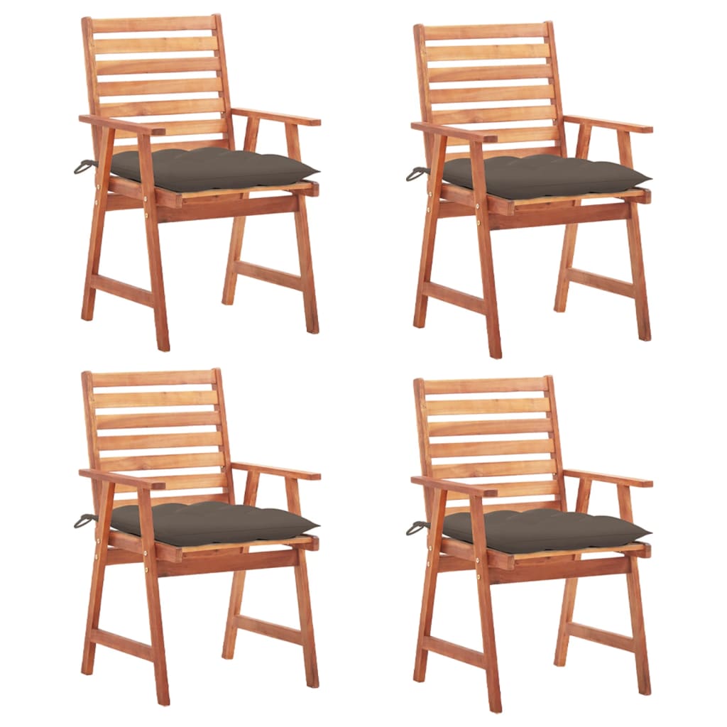 Tuinstoelen 4 st met kussens massief acaciahout