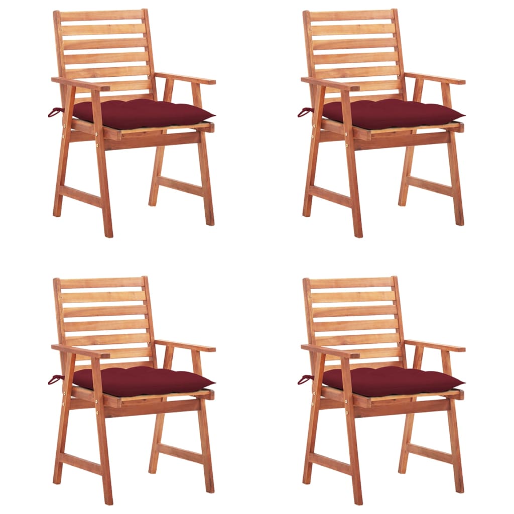 Tuinstoelen 4 st met kussens massief acaciahout – afbeelding 1