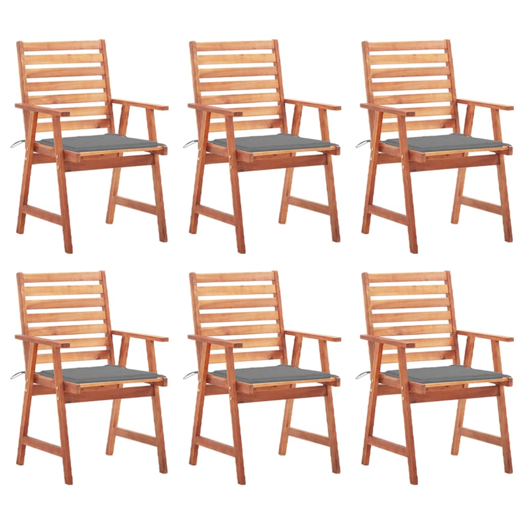 Tuinstoelen 6 st met kussens massief acaciahout