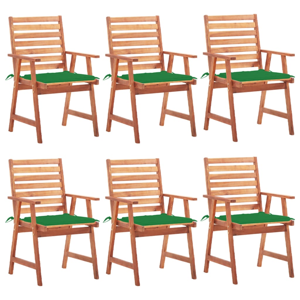 Tuinstoelen 6 st met kussens massief acaciahout