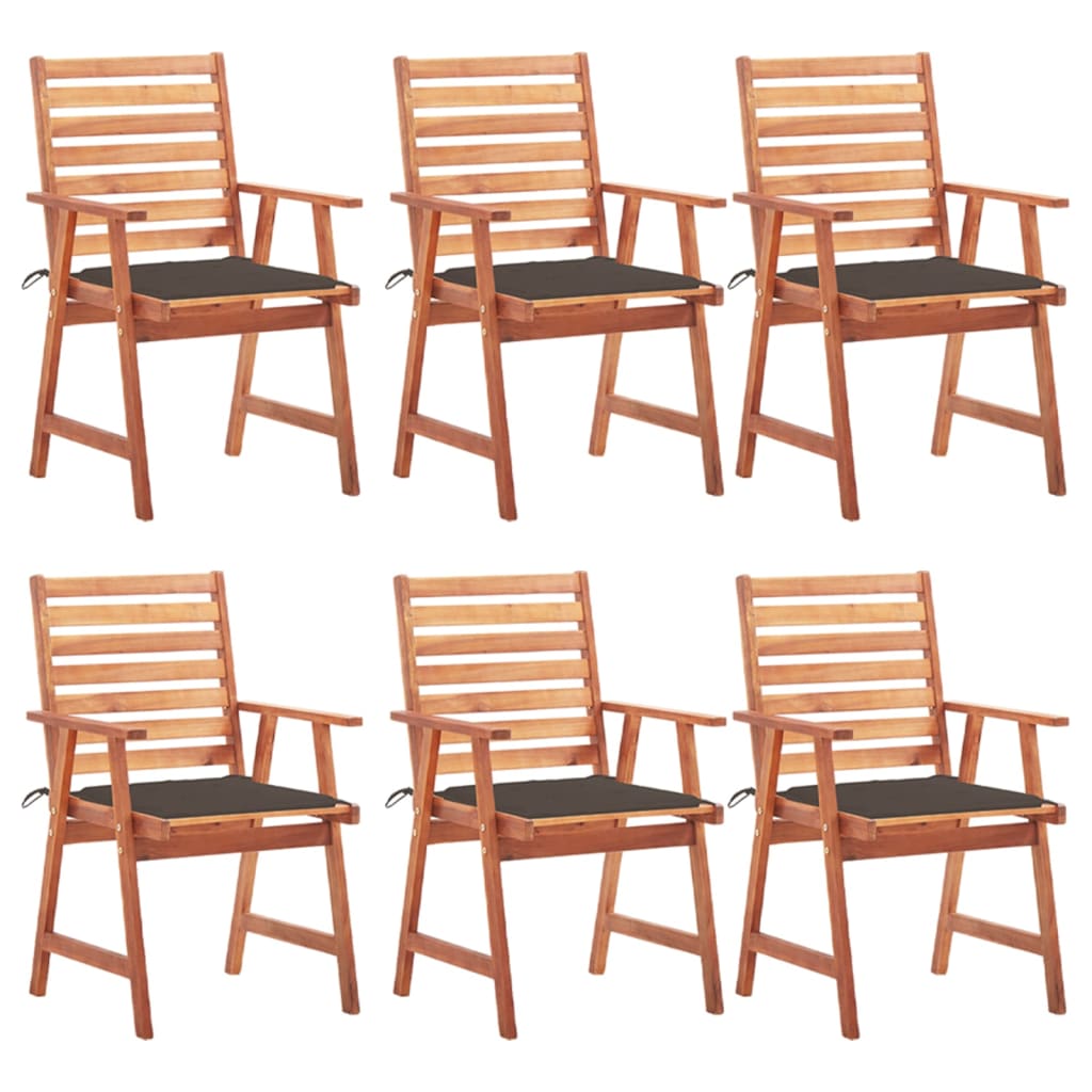 Tuinstoelen 6 st met kussens massief acaciahout