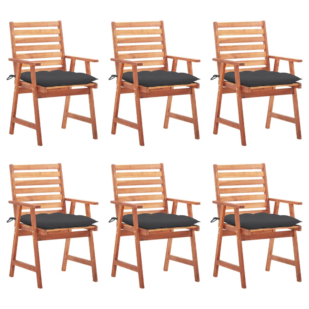 Tuinstoelen 6 st met kussens massief acaciahout – afbeelding 1