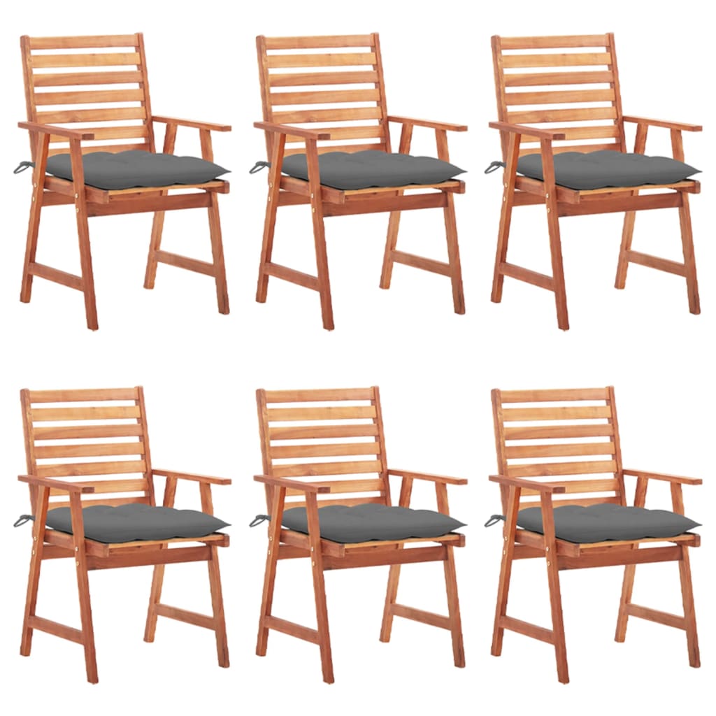 Tuinstoelen 6 st met kussens massief acaciahout – afbeelding 1