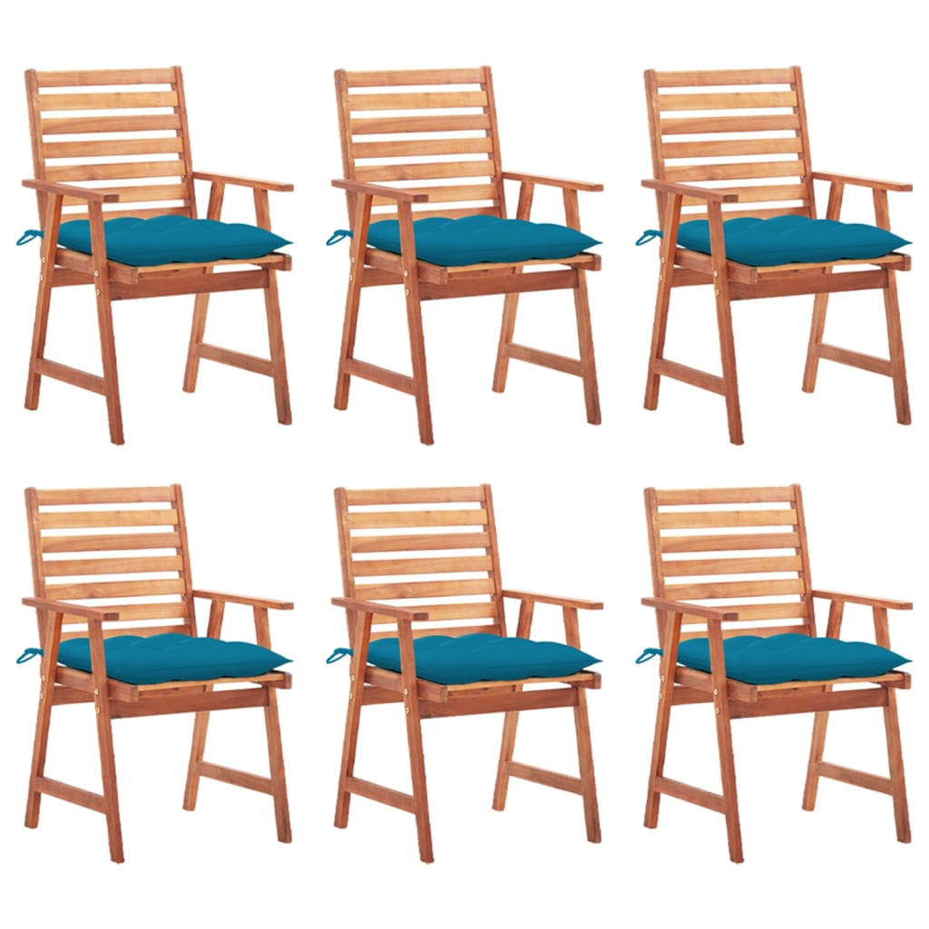 Tuinstoelen 6 st met kussens massief acaciahout – afbeelding 1