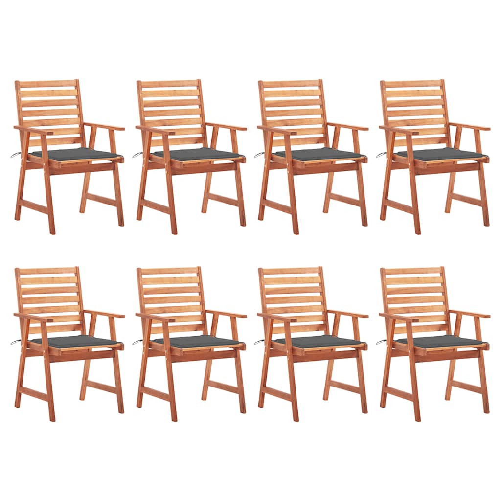 Tuinstoelen 8 st met kussens massief acaciahout – afbeelding 1