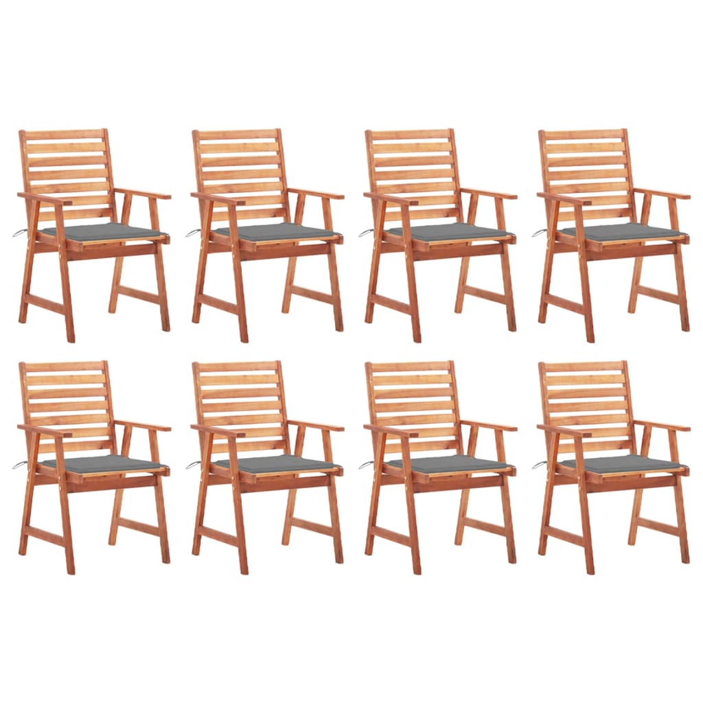 Tuinstoelen 8 st met kussens massief acaciahout