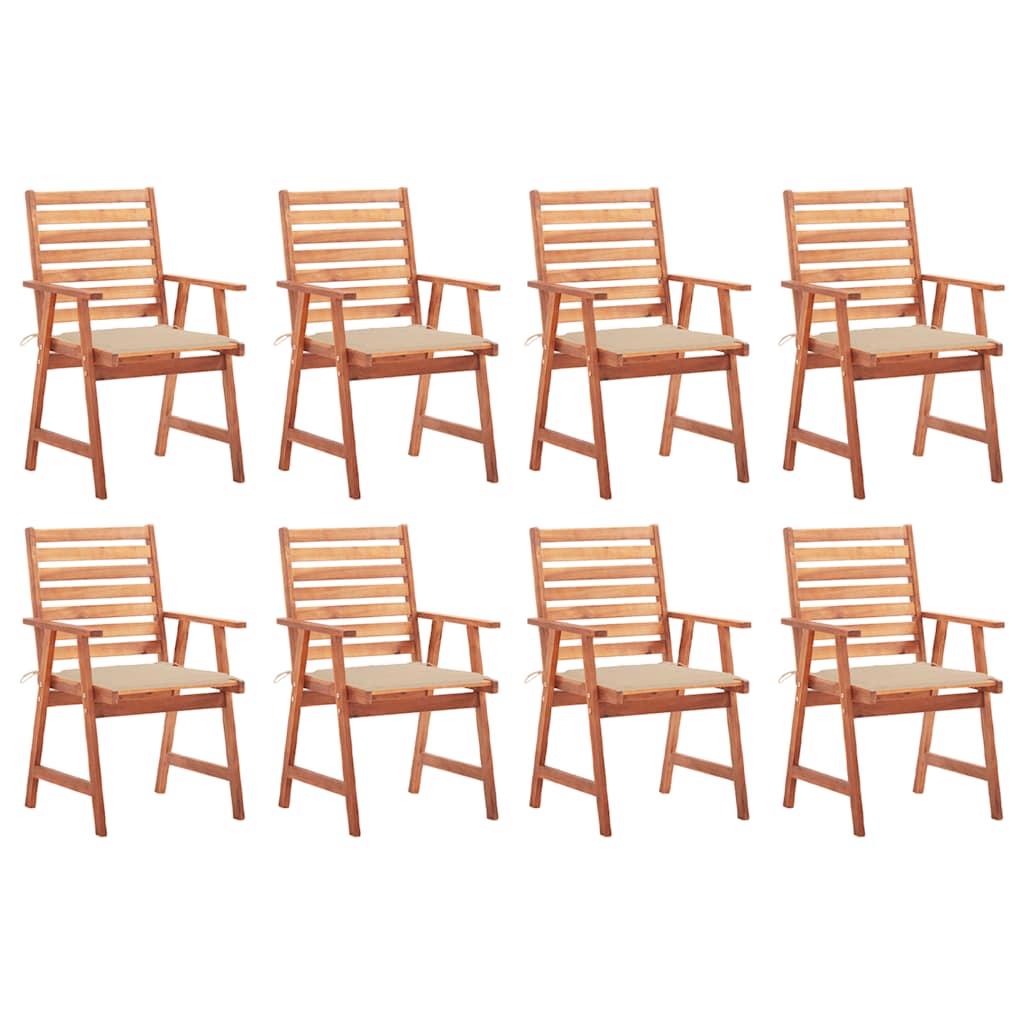 Tuinstoelen 8 st met kussens massief acaciahout – afbeelding 1