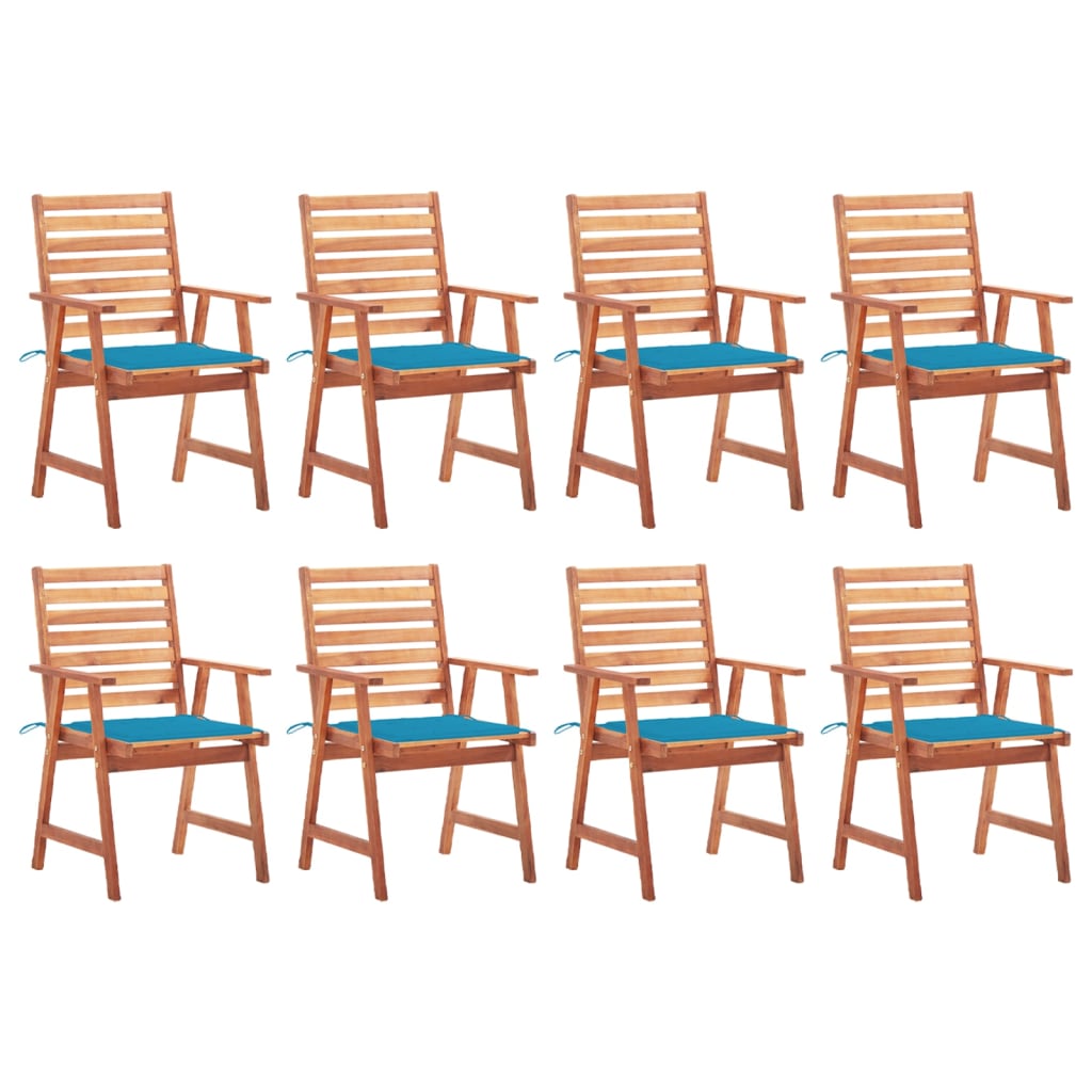 Tuinstoelen 8 st met kussens massief acaciahout
