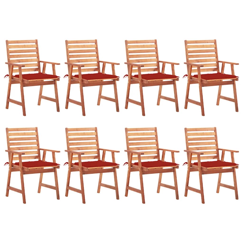Tuinstoelen 8 st met kussens massief acaciahout