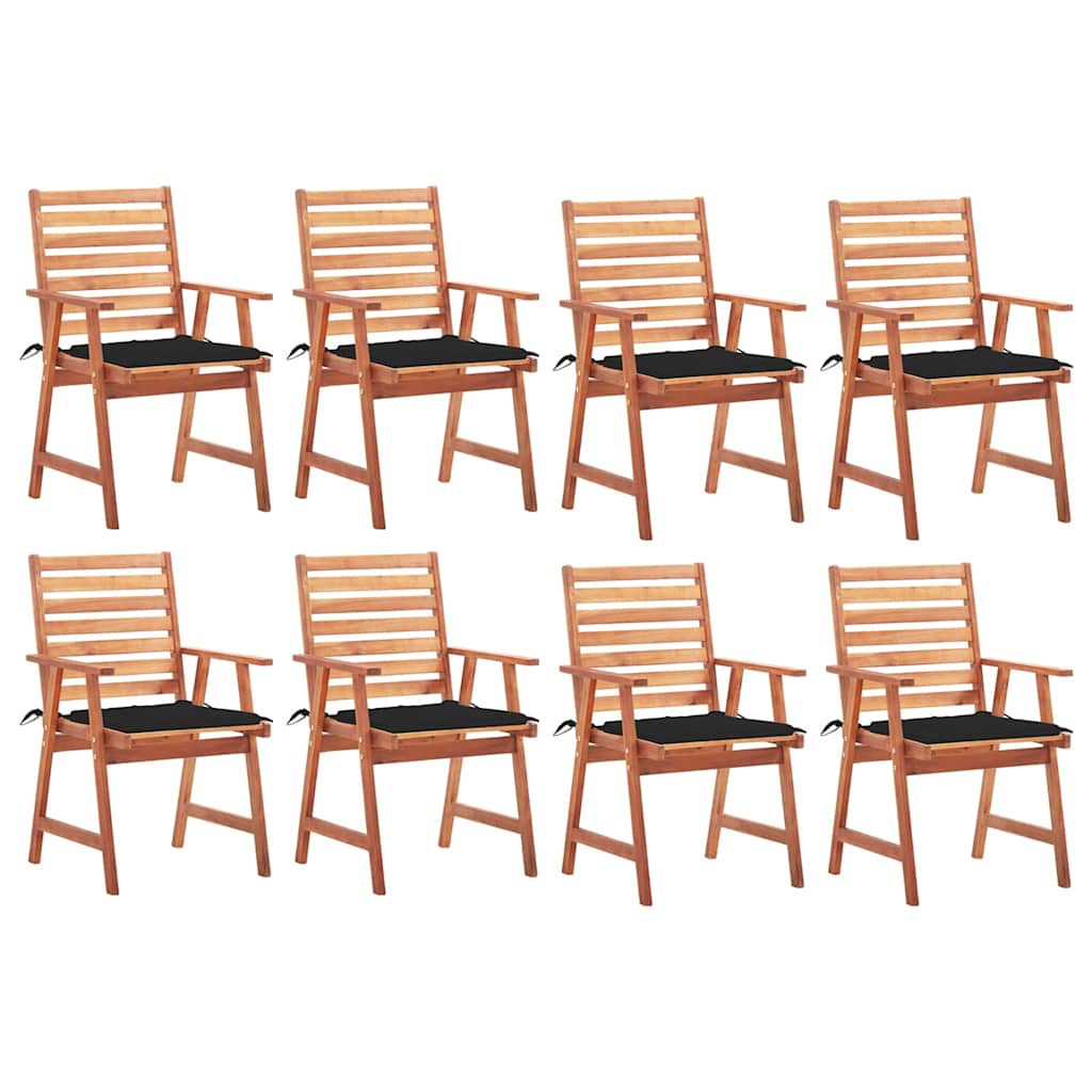 Tuinstoelen 8 st met kussens massief acaciahout – afbeelding 1