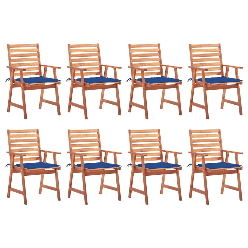 Tuinstoelen 8 st met kussens massief acaciahout