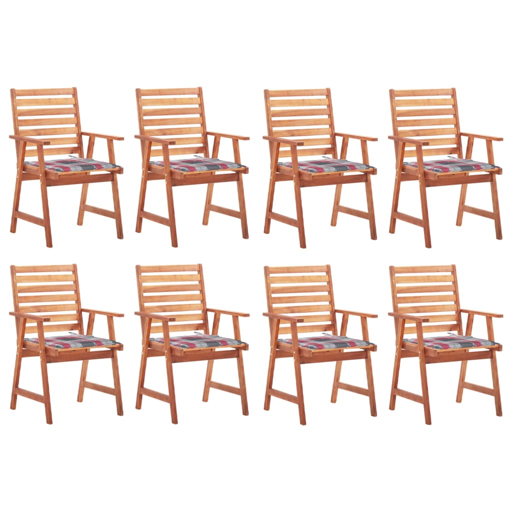 Tuinstoelen 8 st met kussens massief acaciahout – afbeelding 1