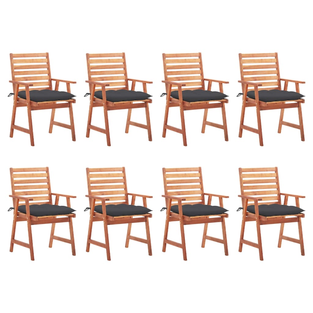 Tuinstoelen 8 st met kussens massief acaciahout – afbeelding 1