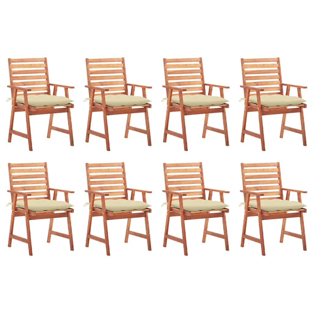 Tuinstoelen 8 st met kussens massief acaciahout – afbeelding 1